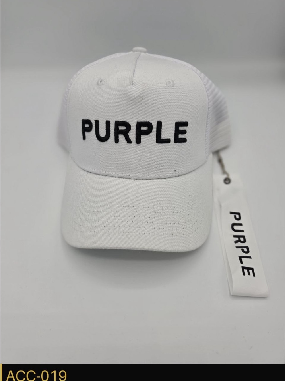 Kids White 'PURPLE' Logo Trucker Hat